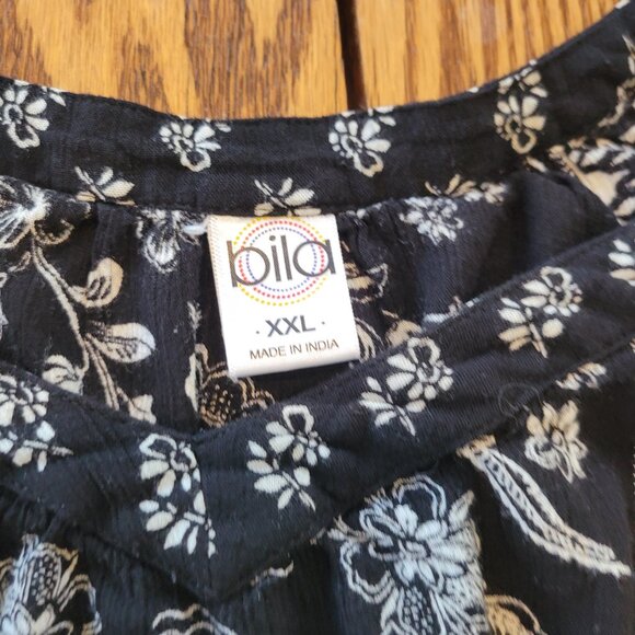 Bila Bohemian Black and White Blouse sz 2x - Picture 2 of 4